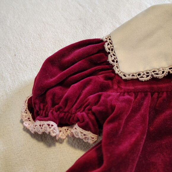 Vtg b.t. Kids Dress Cottagecore Prairie 90s 80s Lace Floral Velvet Size 9-12 Mo - Picture 8 of 12